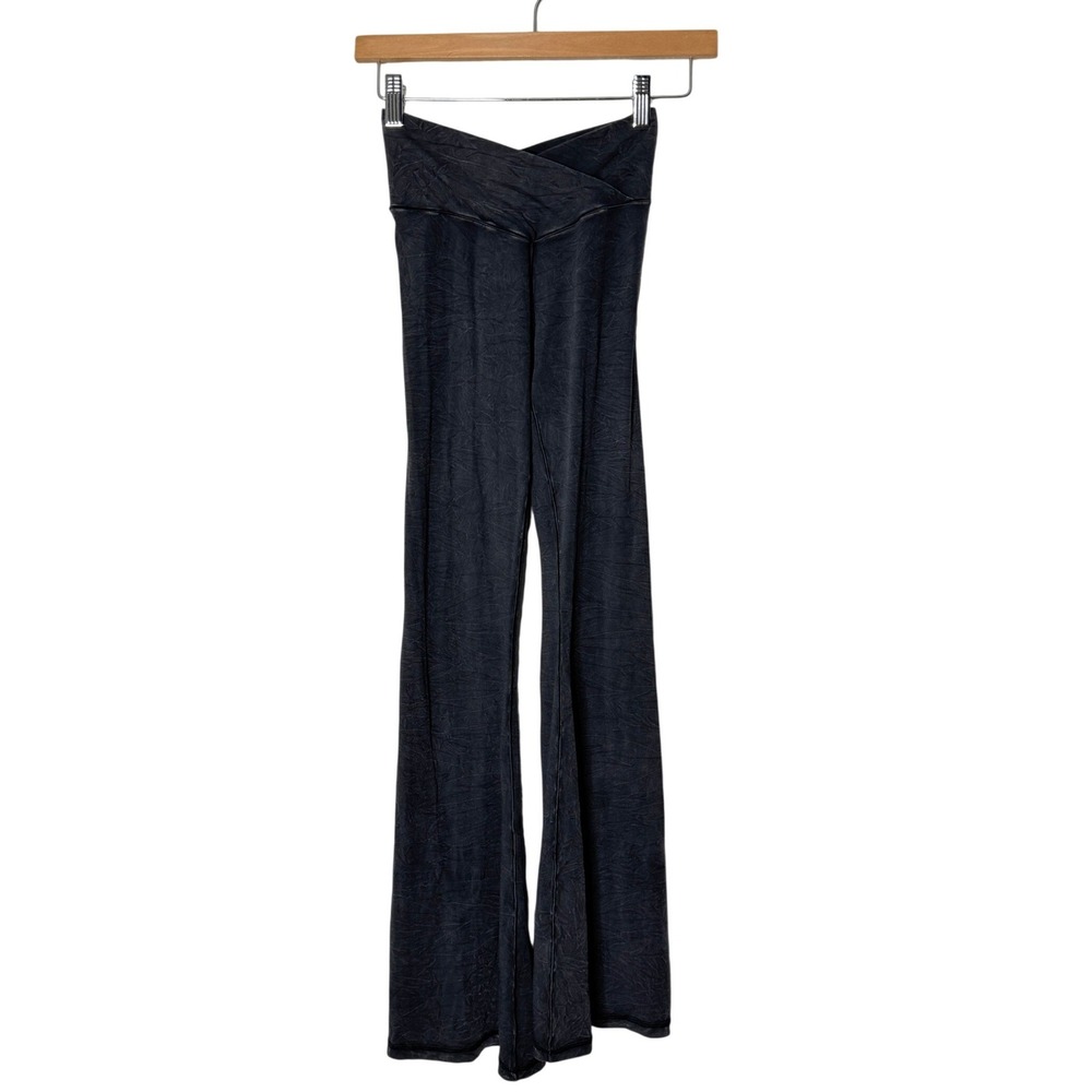 Aerie Offline Real Me Crossover High Waist Flare Leggings Washed Black SM Short
